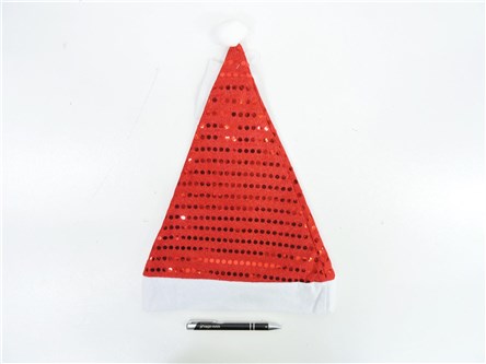 CZAPKA Mikołaja, z cekinami, 40 cm