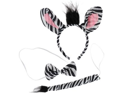 KOMPLET ZWIERZĄTKA, z ogonkiem - zebra