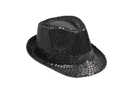 KAPELUSZ, cekinowy, czarny