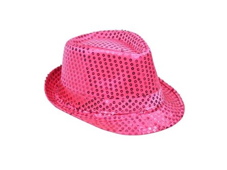 KAPELUSZ, cekinowy, róż.