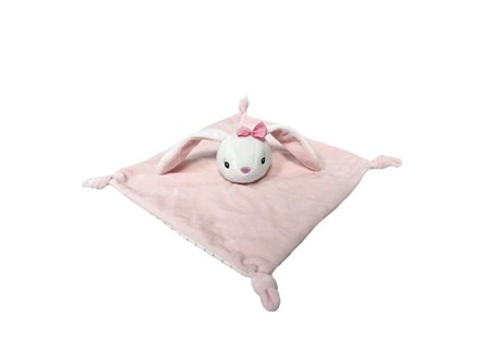 NEW BABY MILUŚ królik, 25 cm, biało-róż., z kokard