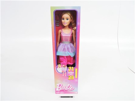 *BARBIE LALKA 61 cm, blond róż. sukienka