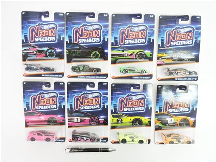 AST. HW AUTO metal., neon speeders, 8 wz.,  blist