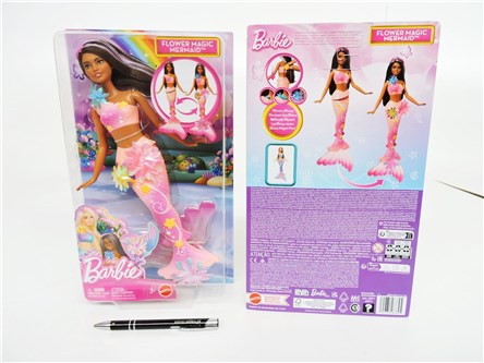 LALKA BARBIE Syrenka rozkwitające kwiaty, brunet.