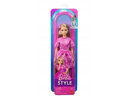 Barbie lalka Fashionistas różowa sukienka