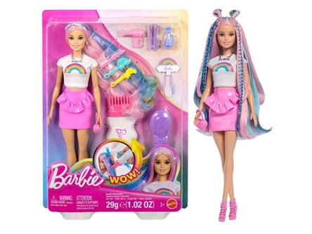 Barbie Lalka Tęczowe brokatowe włosy Zestaw 1