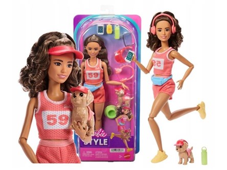 Barbie lalka biegaczka + piesek JNM28