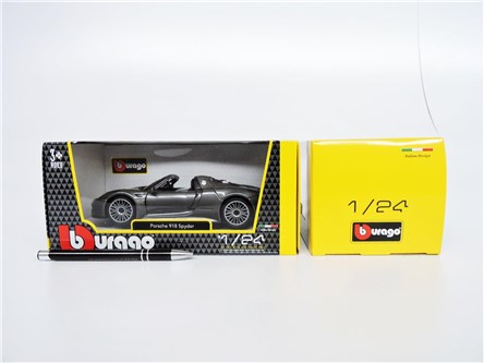 *BBURAGO metal. 1:24,  PORCHE 918 SPYDER,  grey