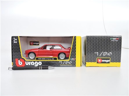 *BBURAGO metal, 1:24, BMW M3, 1988, red