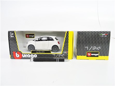 BBURAGO metal. 1:24, Fiat 500 E 2023 biały