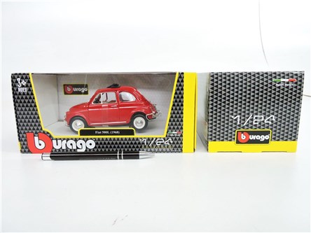 *BBURAGO metal. 1:24 FIAT 500L 1968, czer.