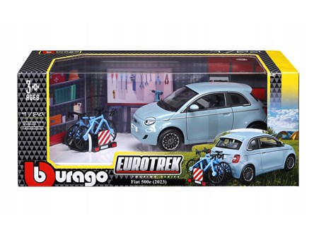 BBURAGO metal, 1:24 EUROTREK FIAT 500E 2023 niebi.
