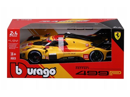 BBURAGO metal, 1:24 FERRARI RACING Le mans żółty