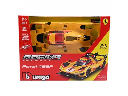 BBURAGO metal, 1:24 FERRARI RACING MODEL KIT żółty