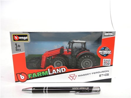 *BBURAGO metal., Traktor z ładowarką, MASSEY 10 cm