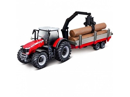 *BBURAGO metal. TRAKTOR Massey F. z drewnem  10cm