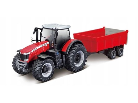 *BBURAGO metal. TRAKTOR Massey F. z przyczepą 10cm