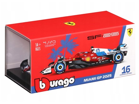 BBURAGO metal, 1:43 FERRARI FORMULA Leclerc plasti