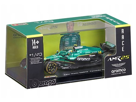 BBURAGO metal,  1:43 ASTON MARTIN AMR25 Alonso