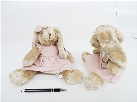PLUSZ KRÓLIK ROSALI, w róż. sukience, 30 cm