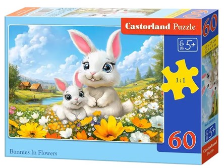 CAS. Puzzle 60 el. Bunnies In Flowers