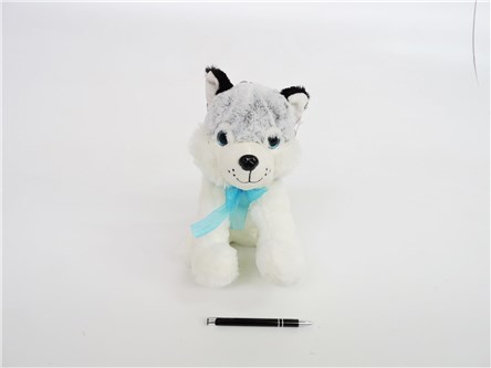 *PLUSZ PIES husky siedzący, 30 cm, z nieb. ko