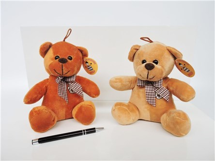 *AST. PLUSZ miś, 16 cm, kokarda, haft, 2 kol.