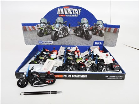 AST. MOTOCYKL x 12 policyjny, 15 cm, 4 kol., displ