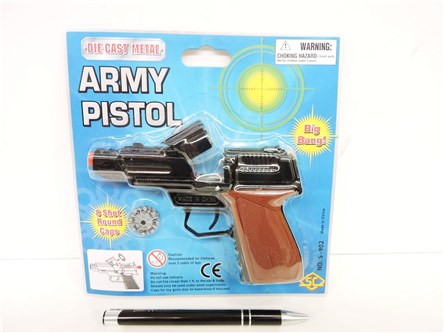 PISTOLET metal. na spłonkę, krótki,         blist.