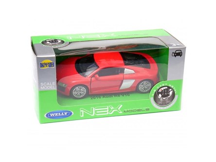 WELLY 1:34 Audi R8 Coupe V10 2016 czerwone