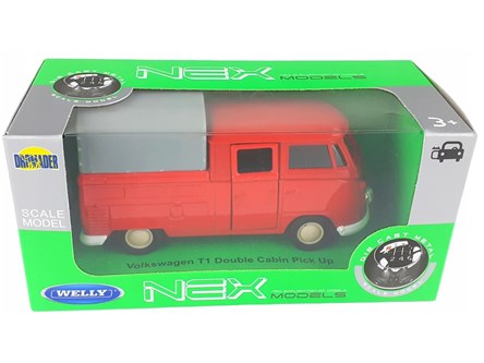 WELLY 1:34 Volkswagen T1 Double Cabin Pick up czer