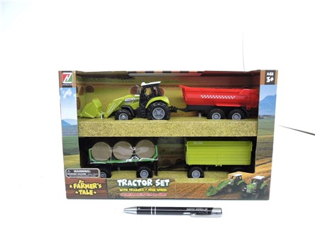 TRAKTOR 15 cm, z przyczepami, 4pak, św. dź.  kart.
