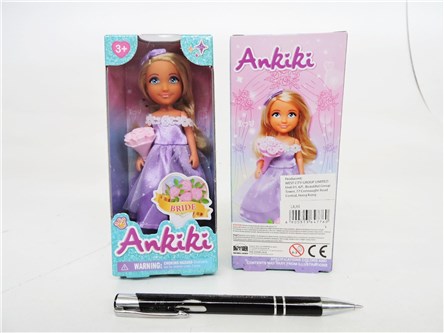 Lalka mini Aniki z bukietem kwiatów,   kart