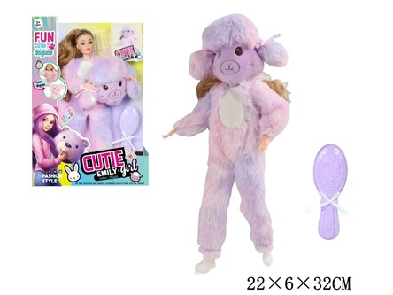 LALKA w przebraniu, 22 cm, fioletowa,        kart.