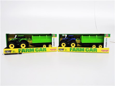 FARMA TRAKTOR,plast. sw/dźw, z przyczepą zieloną