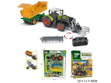 TRAKTOR z chwytakiem i MASZYNAMI ROLNICZYMI kart.