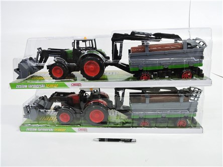 AST. TRAKTOR z przycz i drewnem,64x18x14 cm, klosz