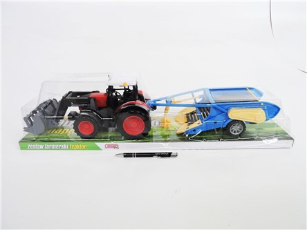 TRAKTOR z kopaczką do warzyw, niebieska, klosz