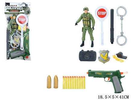 ZESTAW MILITARNY, żołnież, zielony pistolet folia