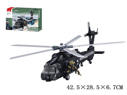KLOCKI SLUBAN WOJSKO helikopter czarny 382 el.