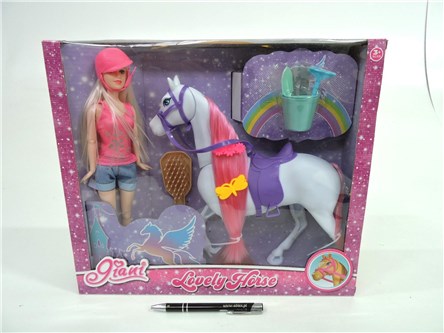 LALKA z koniem z akc., 36x31x8,5 cm,        kart.