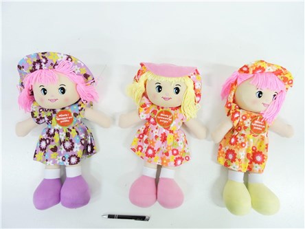 AST. LALKA szmacianka, 45 cm, w kwiatki,      fol.