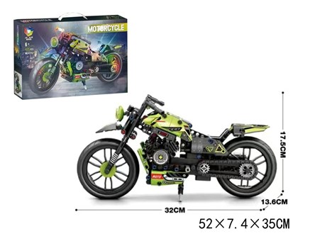 KLOCKI MOTOCYKL jasny ziel. 435 el., 52x35x7,4 cm