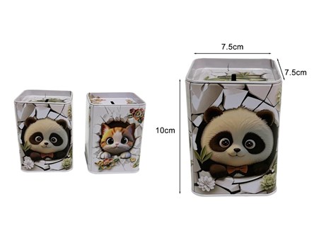 SKARBONKA metal panda i kotek 10x7,5 cm