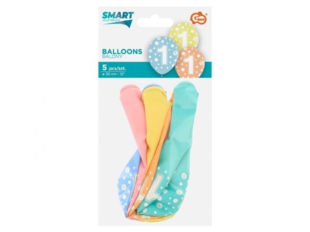 BALONY z cyframi 1 12 cali / 5 szt