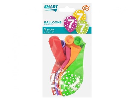 BALONY z cyframi 7 12 cali / 5 szt