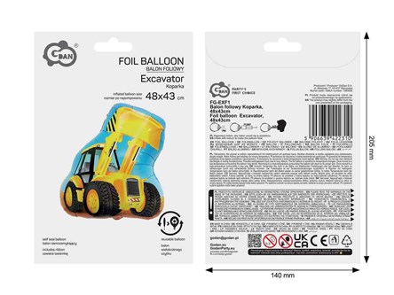 BALON foliowy koparka 48x43 cm