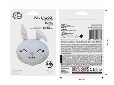 BALON foliowy króliczek 42x56 cm