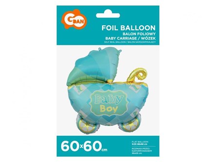 BALON foliowy Wózek niebieski 60 cm