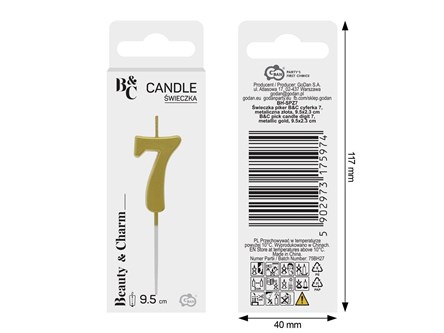 ŚWIECZKA piker B&C, cyferka 7, metal. złota